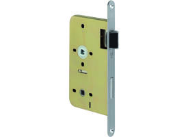 V+B slot WC72x8 doornmaat 60mm met krukgat 8mm voorzien van afgeronde rvs voorplaat 20 x 235 mm en delrin glijschoot voor een din rechtse deur