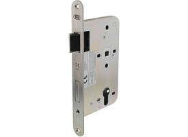 D+N slot PC72 doornmaat 60 mm met  8mm krukgat en delrin glijschoot voorzien van RVS voorplaat afgerond 25x235mm Din RS