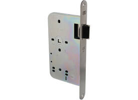Loopslot doornmaat 60mm met 8mm krukgat en delrin glijschoot voorzien van RVS voorplaat afgerond 25x235mm Din RS