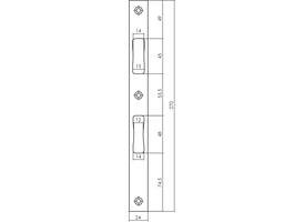 Sluitplaat RVS vlak 270x24x3mm Links en Rechts geschikt voor smaldeursloten serie SL-6600/6700/6800