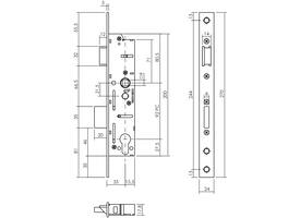 D+N smal veiligheidsslot doornmaat 35mm PC92 met 9mm krukgat toepasbaar voor din LS en RS deuren