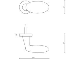Olivari gatdeel Blindo rechts wijzend + rond rozet 51x5mm Antraciet mat titaan PVD