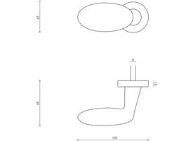 Olivari gatdeel Blindo Links wijzend + rond rozet 51x5mm RVS mat titaan PVD